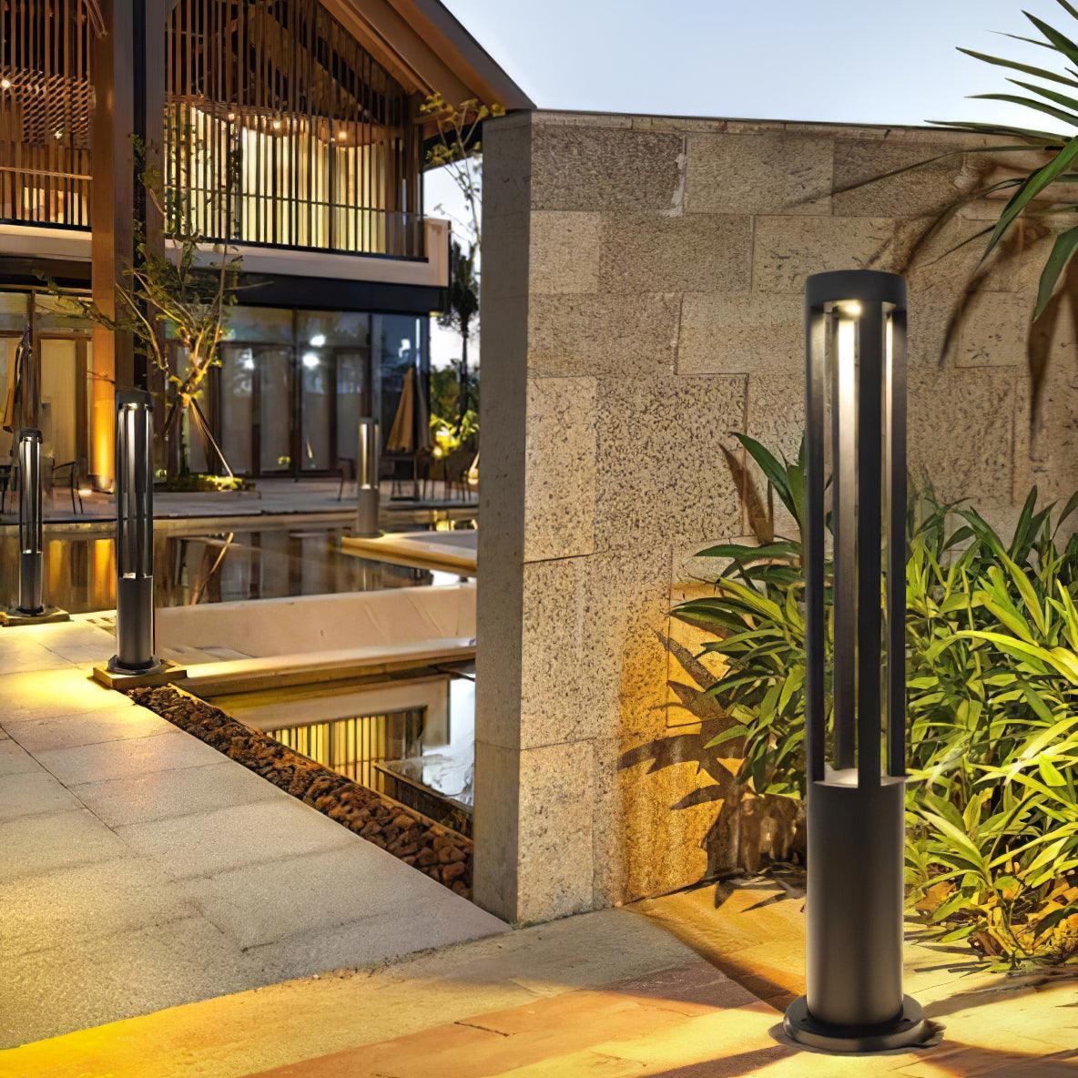 Black Cylindrical Garden Outdoor Light