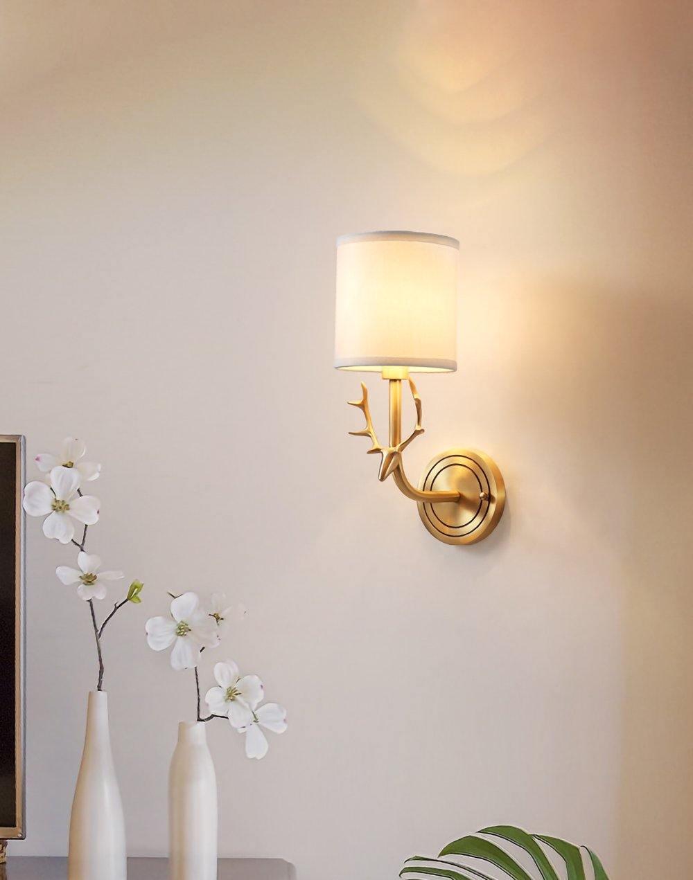 Brass Deer Head Wall Light