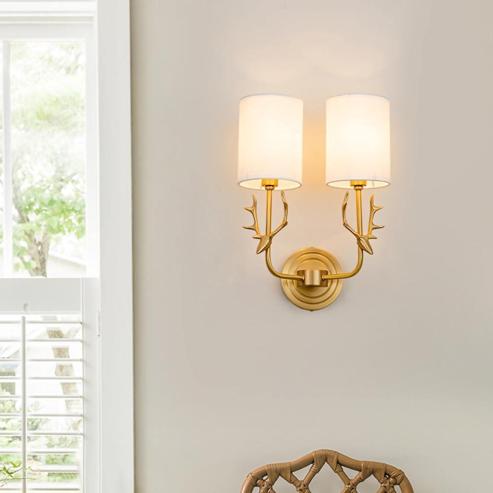 Brass Deer Head Wall Light