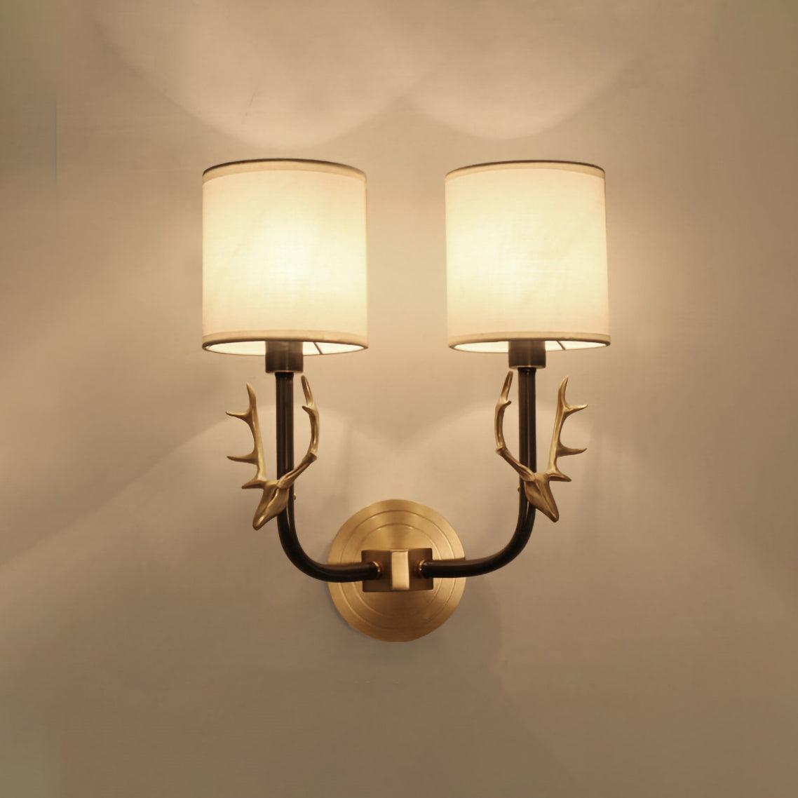 Brass Deer Head Wall Light