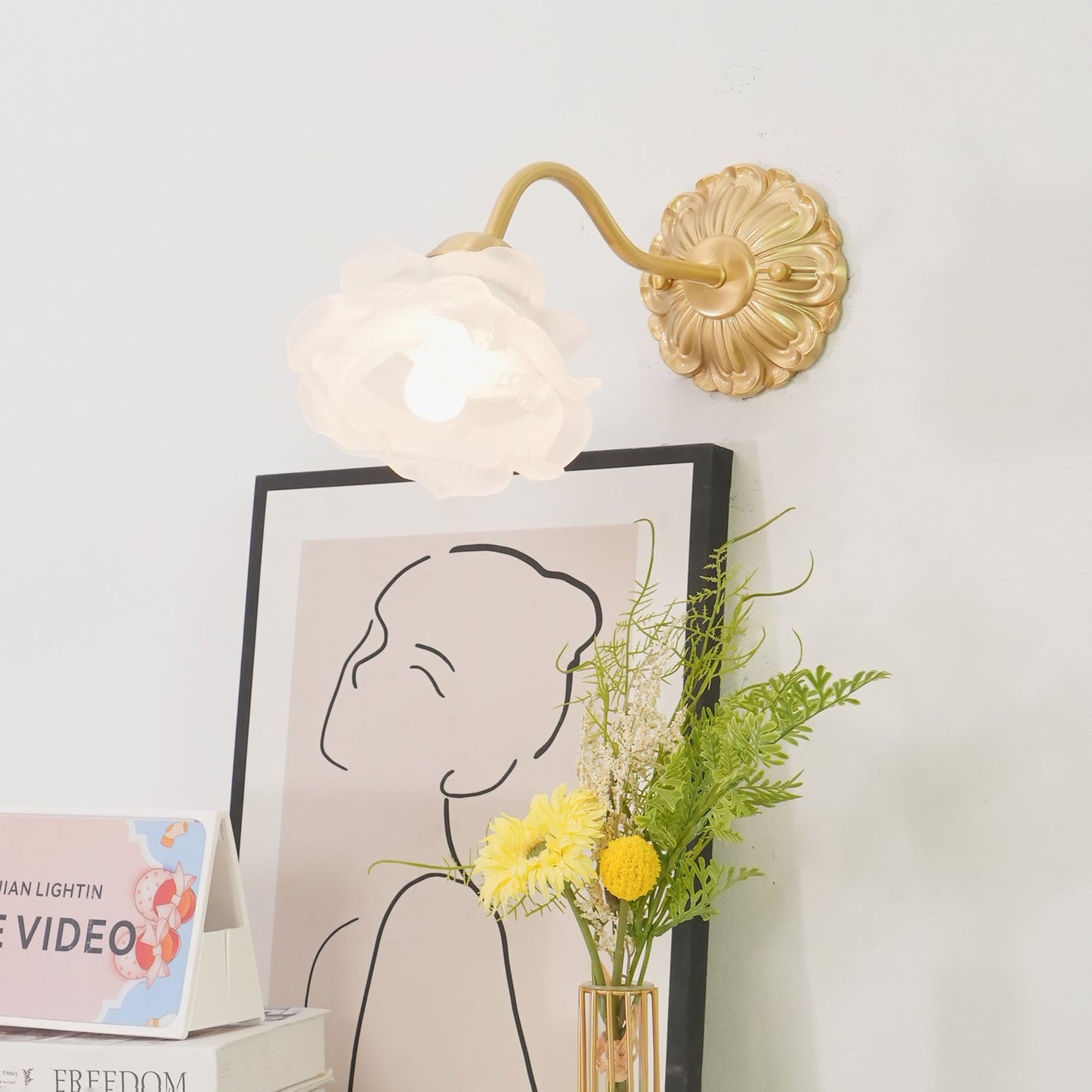 Brass Rose Wall Light