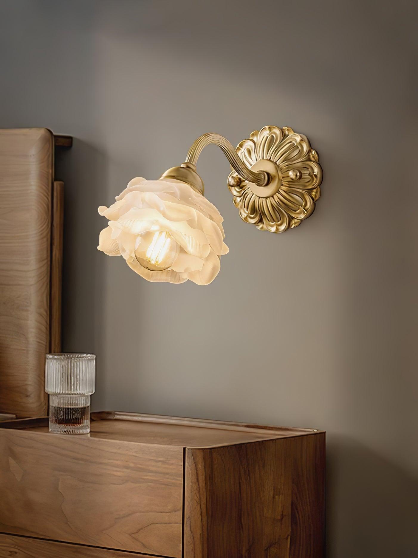 Brass Rose Wall Light