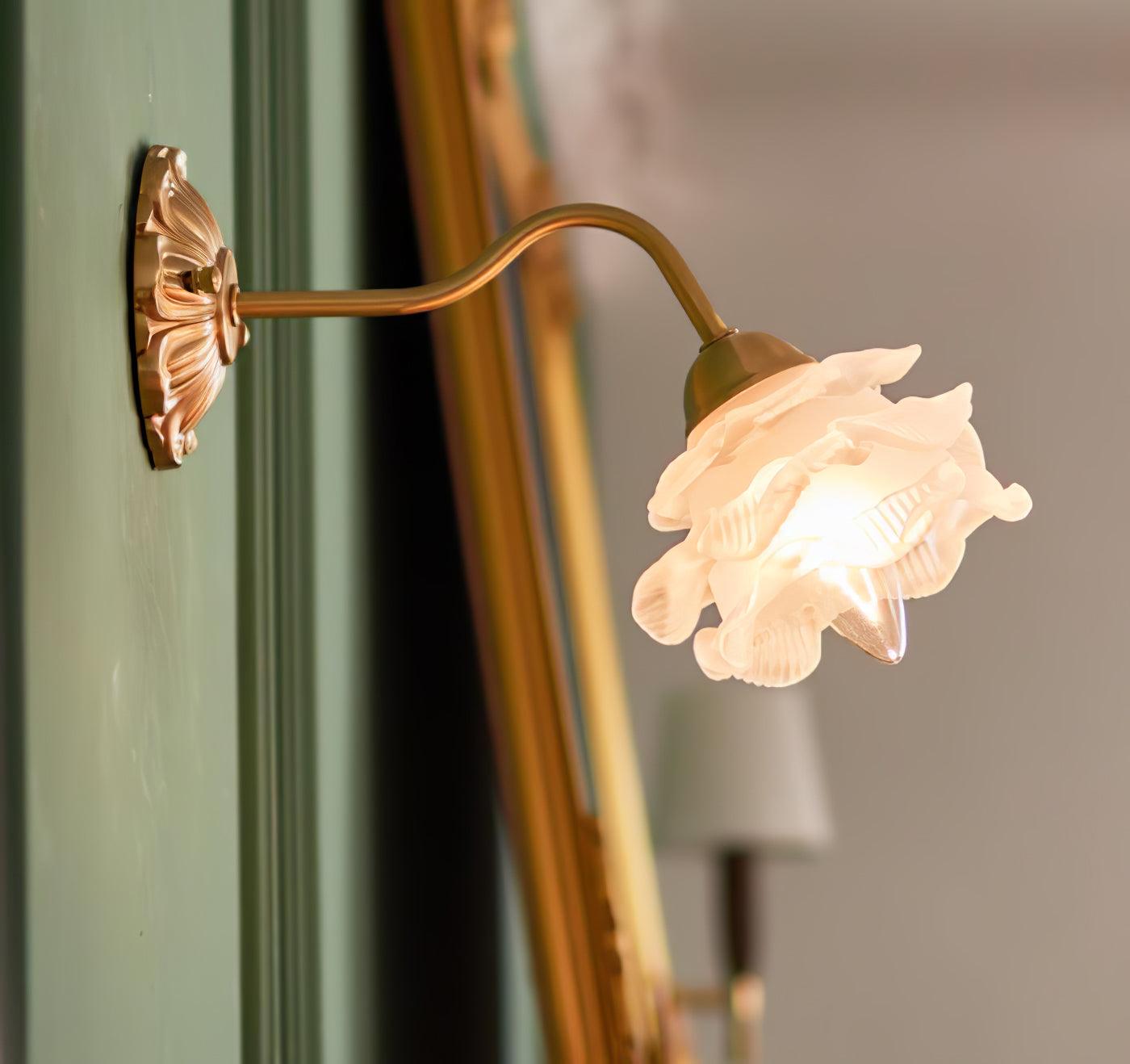 Brass Rose Wall Light