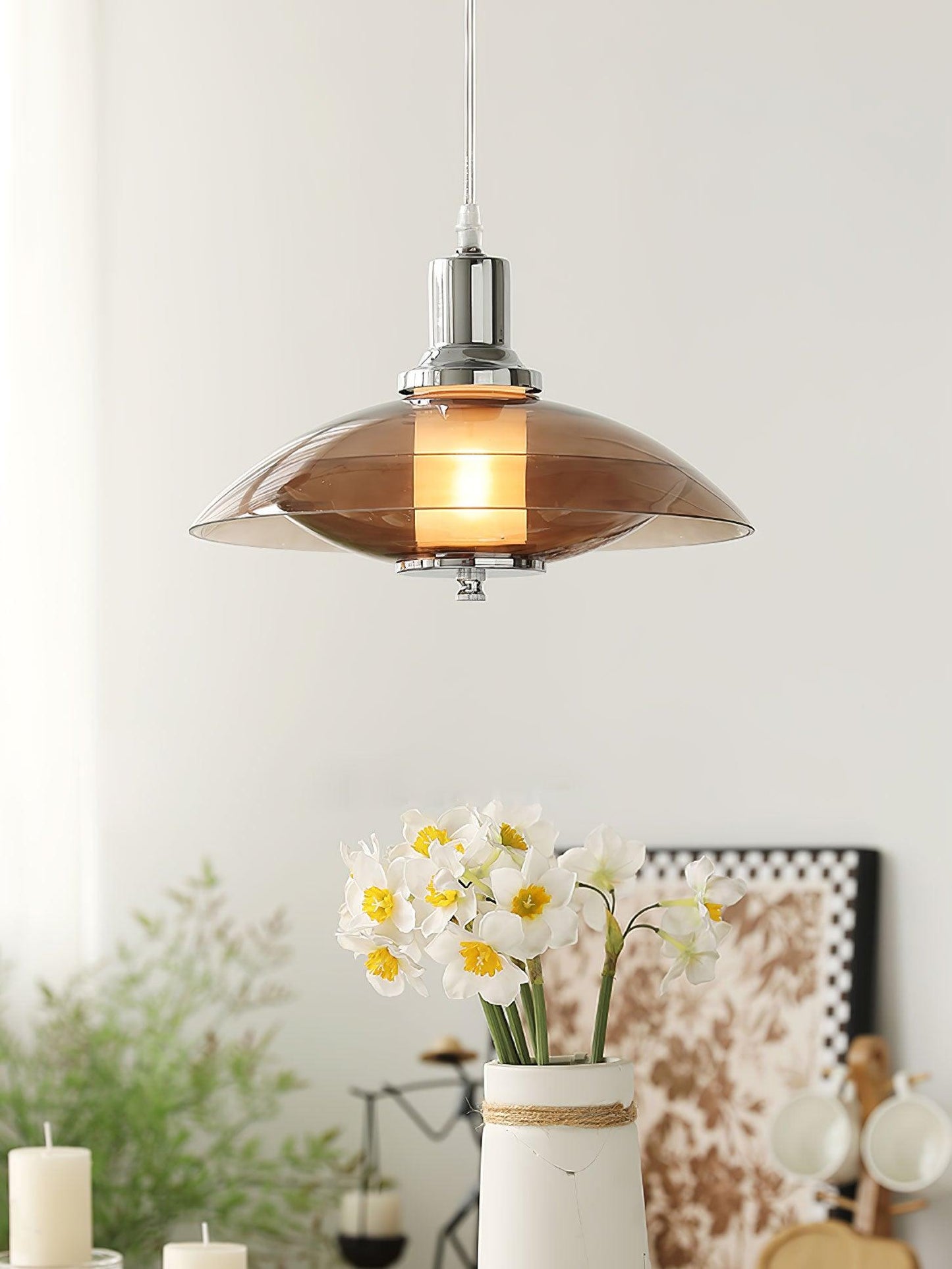 Flying Saucer Chrome Pendant Light