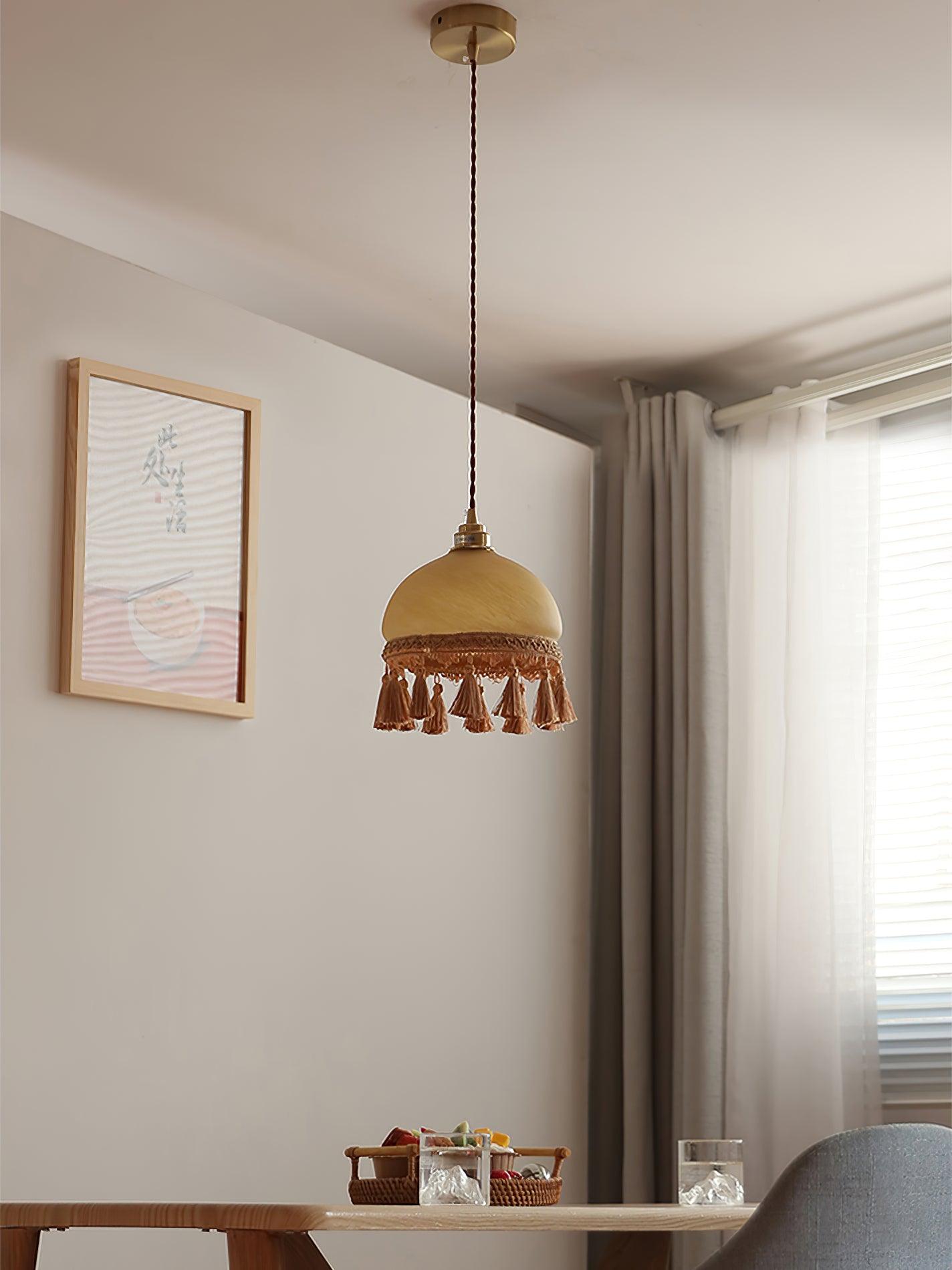 French Tassels Brass Pendant Light