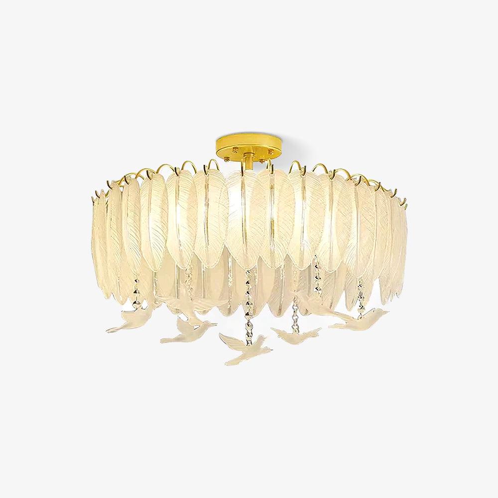 Glass Feather Ceiling Light