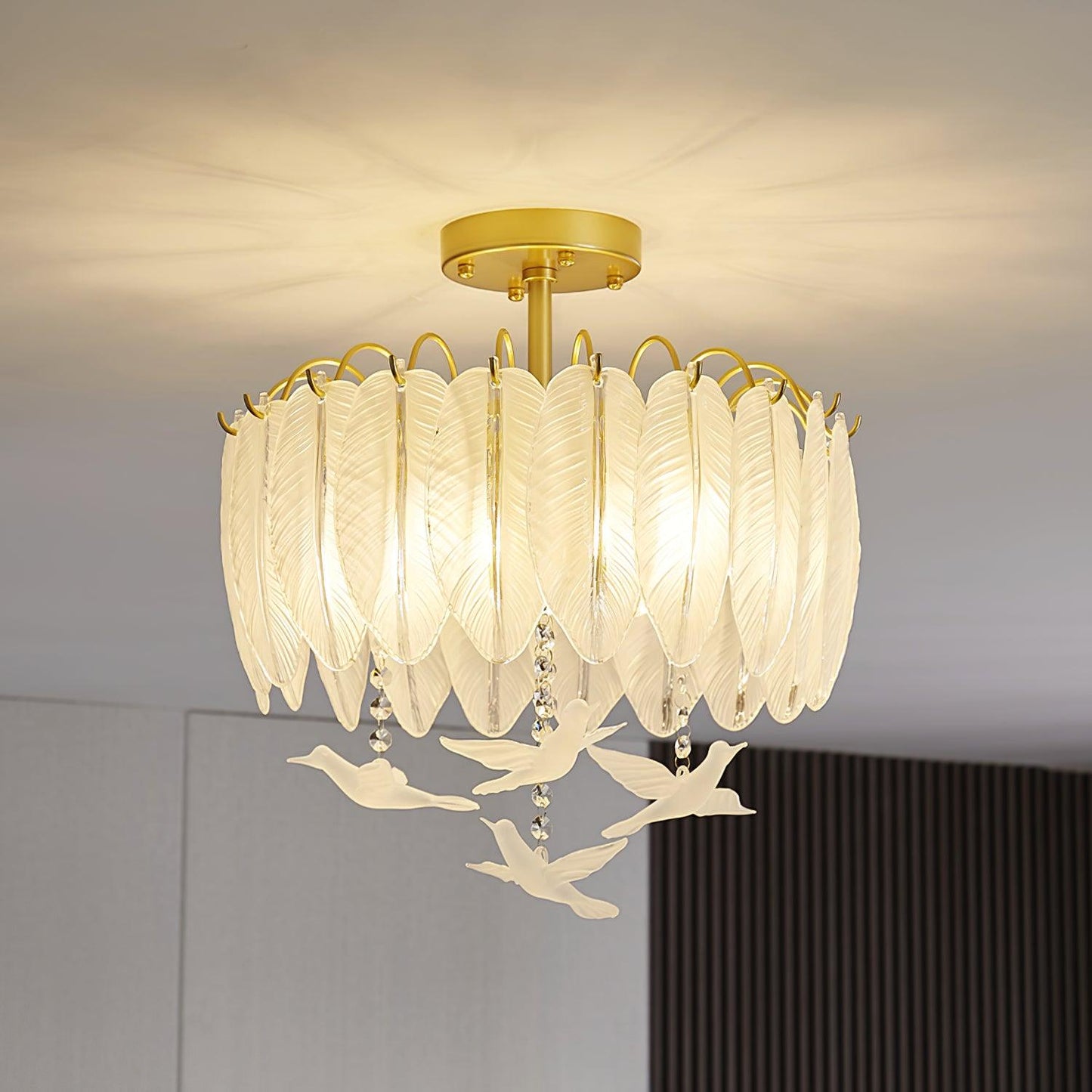 Glass Feather Ceiling Light