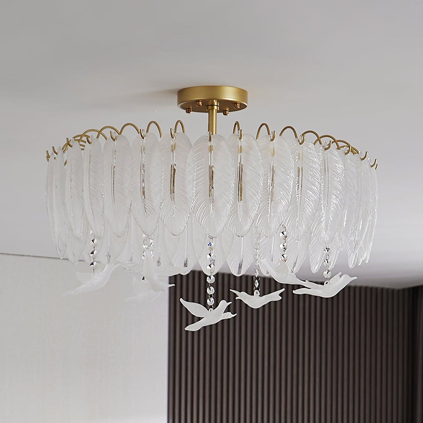 Glass Feather Ceiling Light