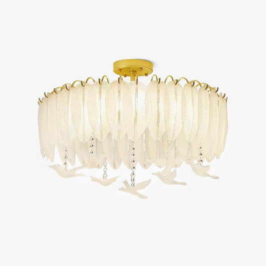 Glass Feather Ceiling Light