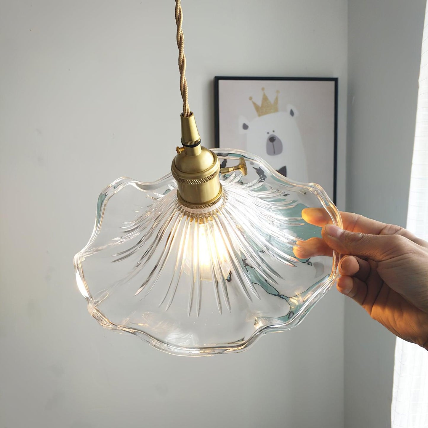 Glass Hibiscus Flower Pendant Light