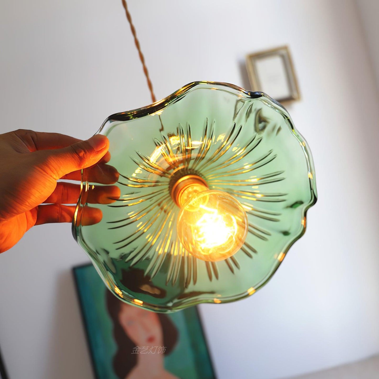 Glass Hibiscus Flower Pendant Light