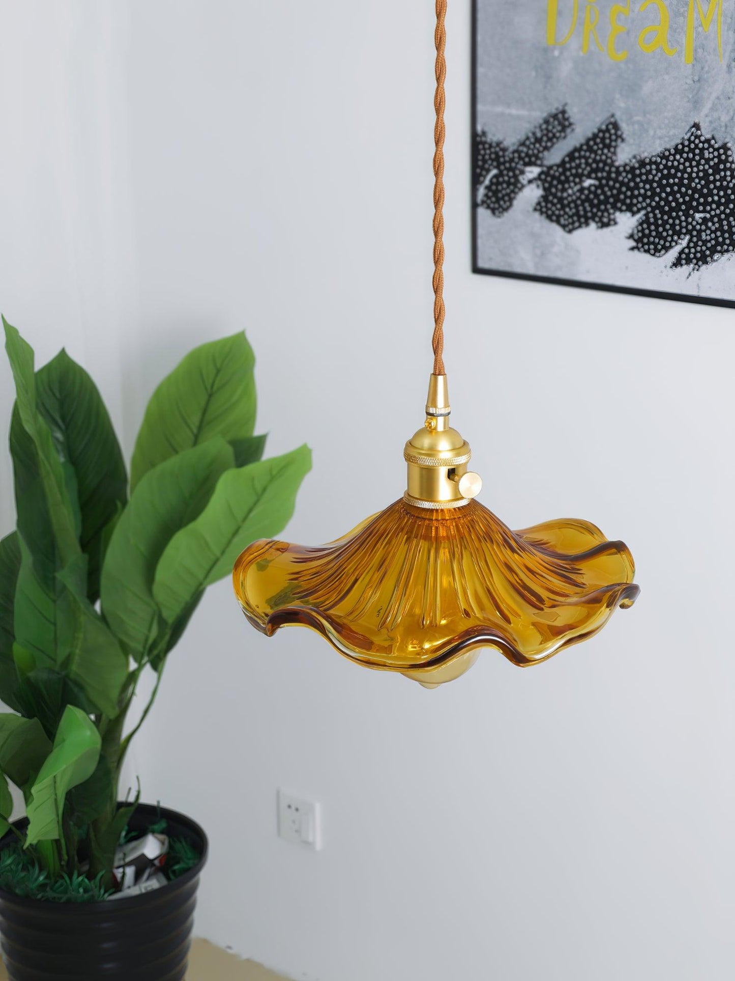 Glass Hibiscus Flower Pendant Light