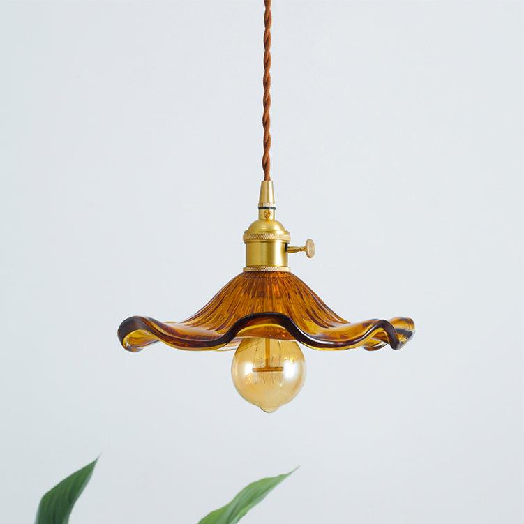 Glass Hibiscus Flower Pendant Light