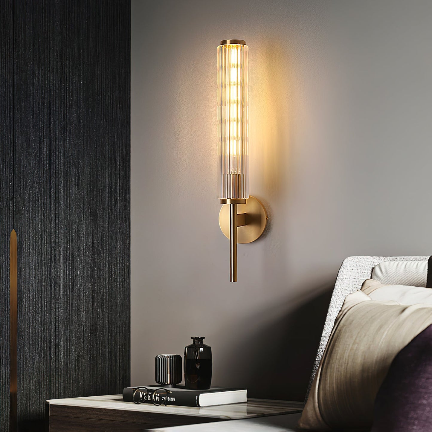 Glass Linear Brass Wall Light