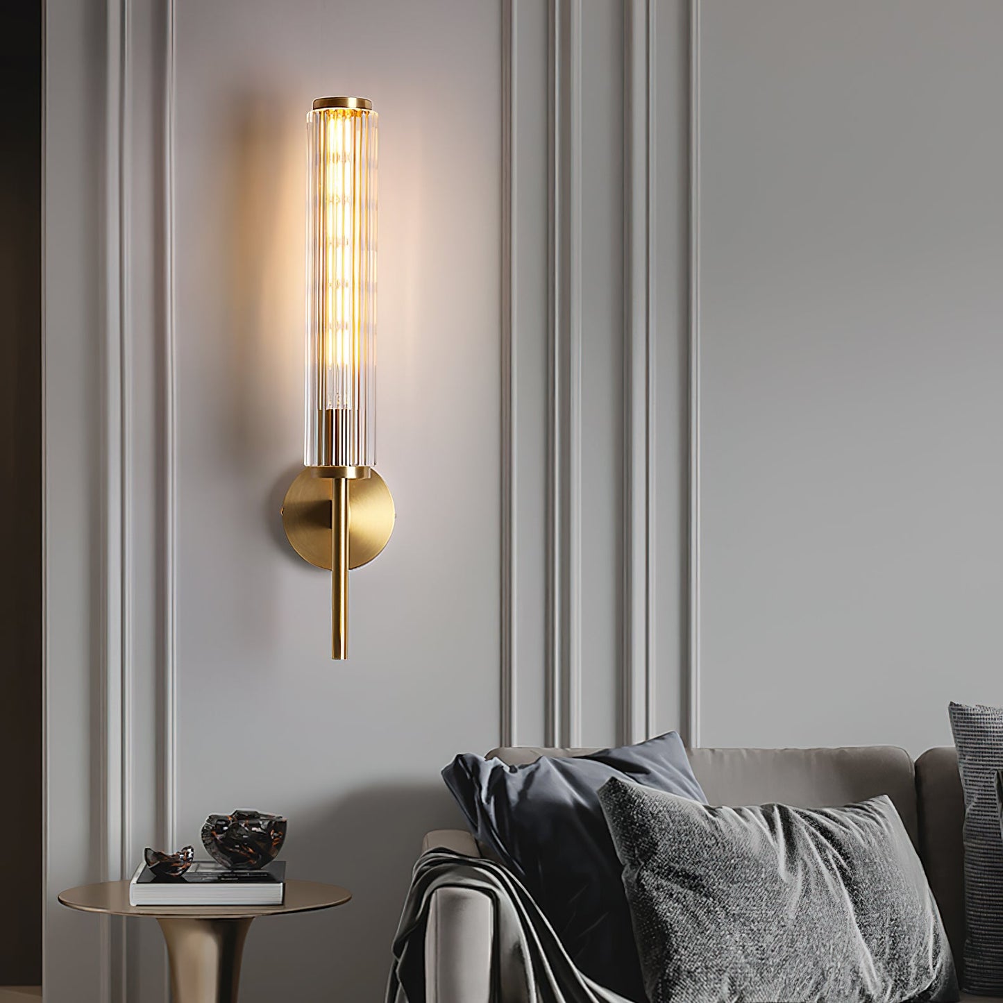 Glass Linear Brass Wall Light