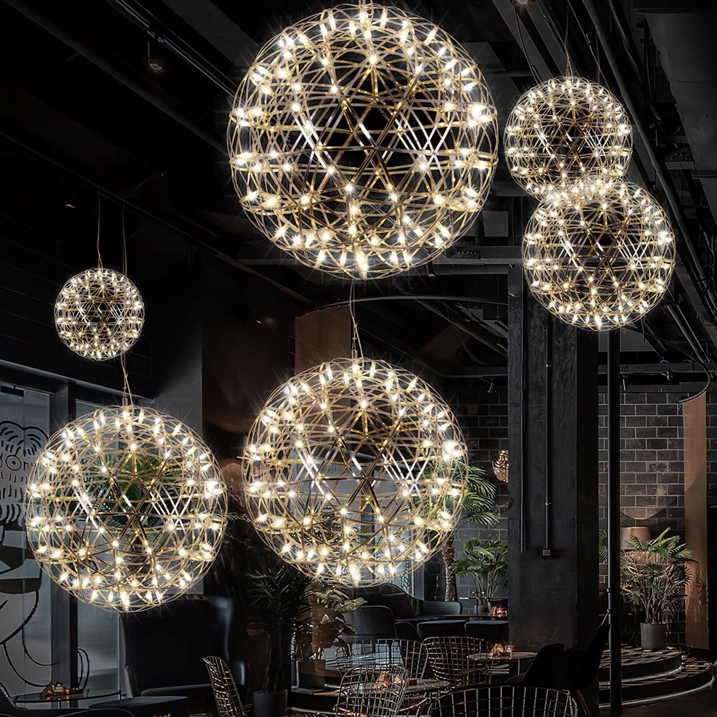 Gold Spark Ball Pendant Light