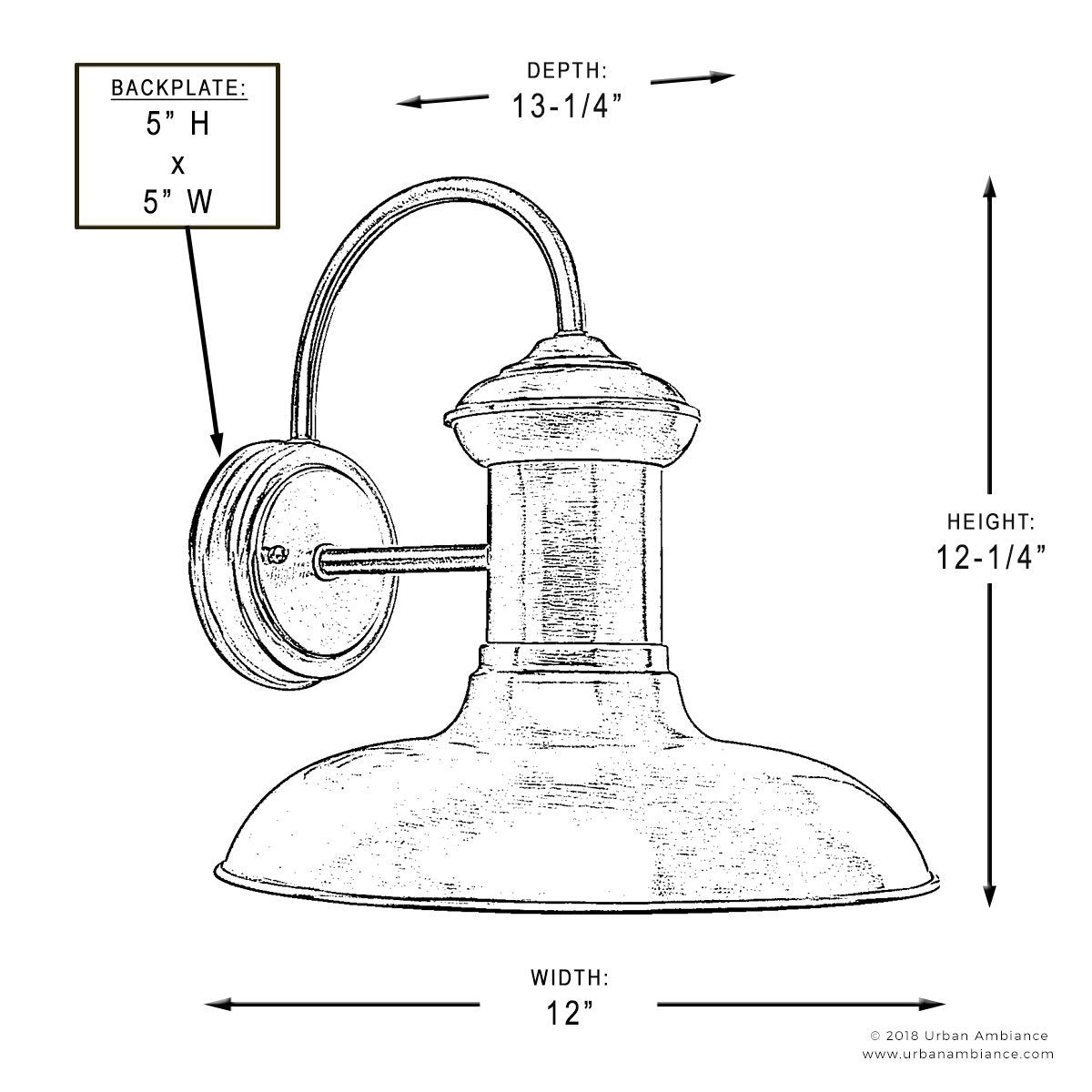 UHP1028 Luxe Industrial Chic Outdoor Wall Light, 12.375"H x 12"W, Olde Iron Finish, Palermo Collection