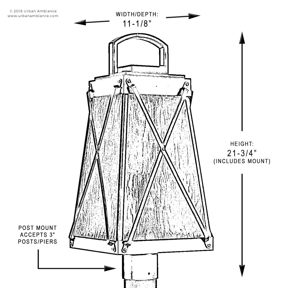 UHP1056 English Country Outdoor Post/Pier Light, 21-3/4"H x 10-1/2"W, Olde Bronze, Saint Paul Collection