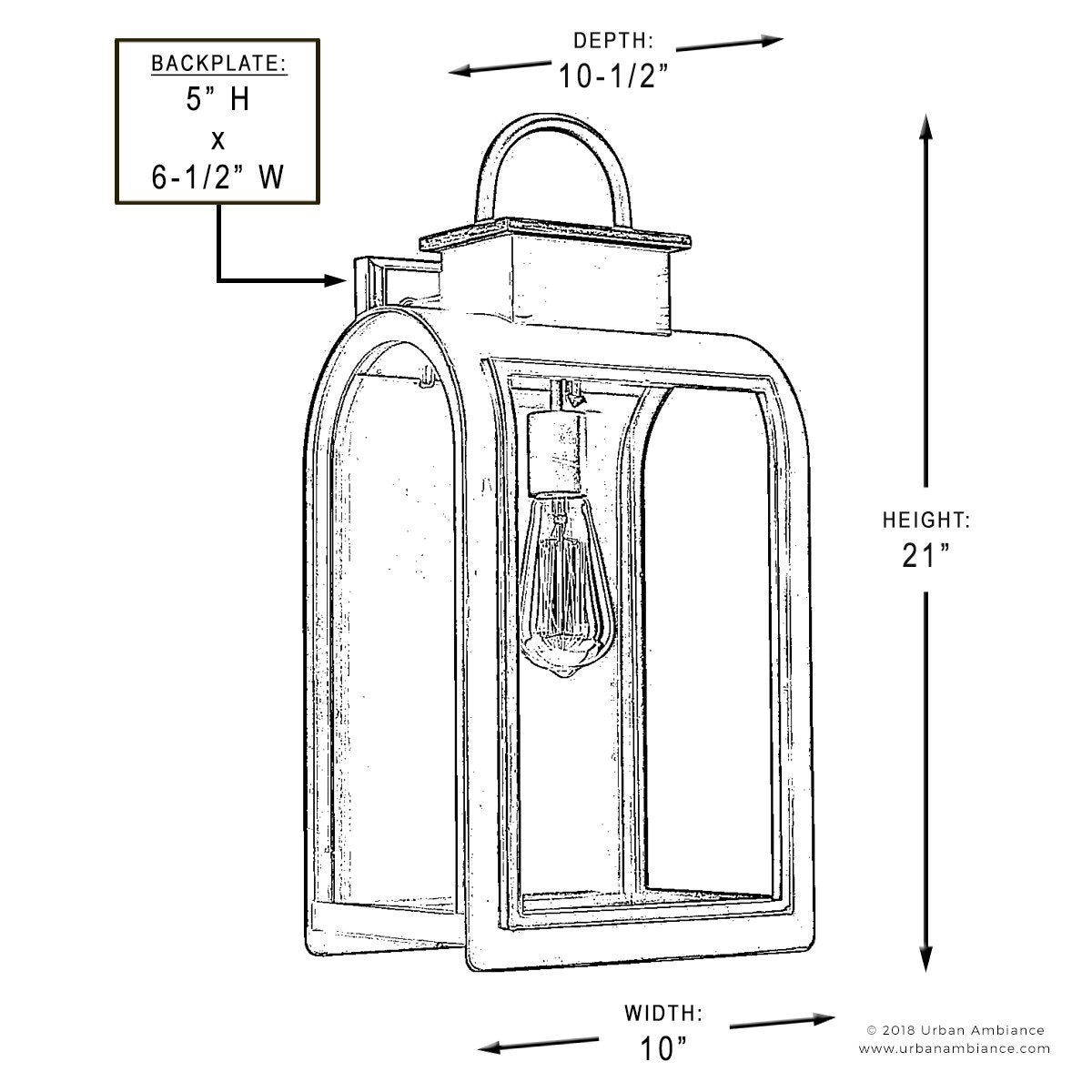 UHP1102 Art Deco Deco Outdoor Wall Light, 21"H x 10.5"W, Oil Rubbed Bronze Finish, Chesterfield Collection