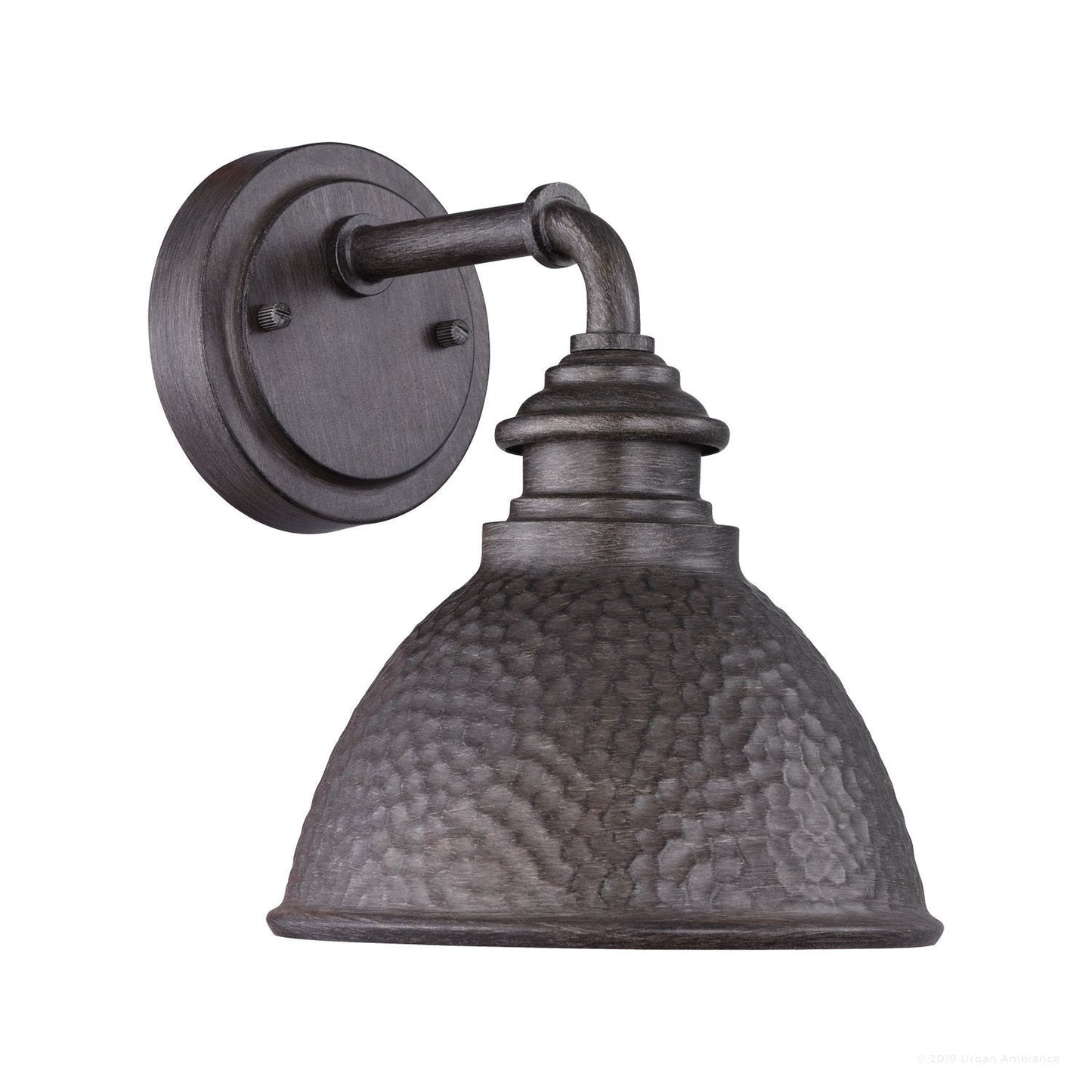 UHP1175 Hammered Outdoor Wall Light, 9-3/4" x 8", Aged Pewter Finish, Firenze Collection