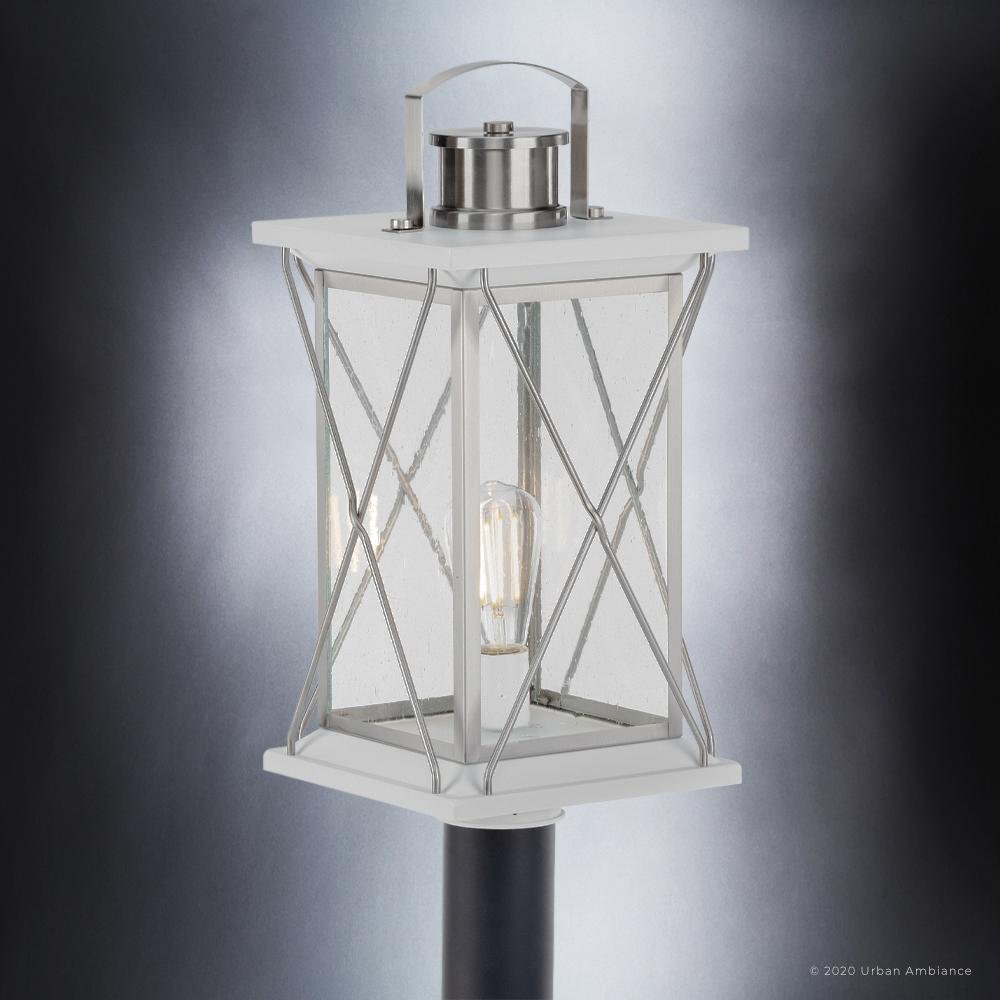 UHP1220 Colonial Outdoor Post/Pier Light, 20"H x 9"W, Stainless Steel Finish, Longmont Collection