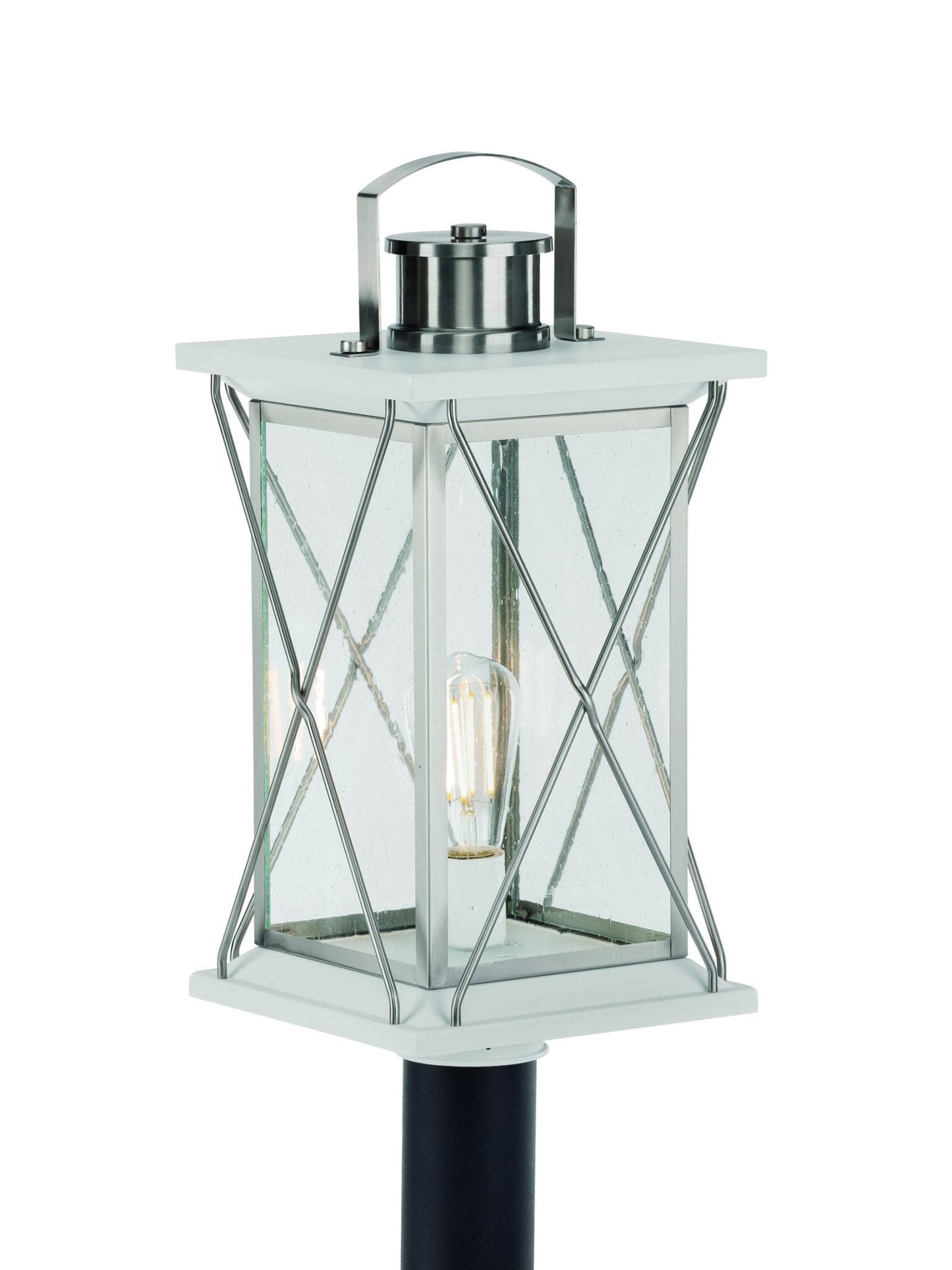 UHP1220 Colonial Outdoor Post/Pier Light, 20"H x 9"W, Stainless Steel Finish, Longmont Collection