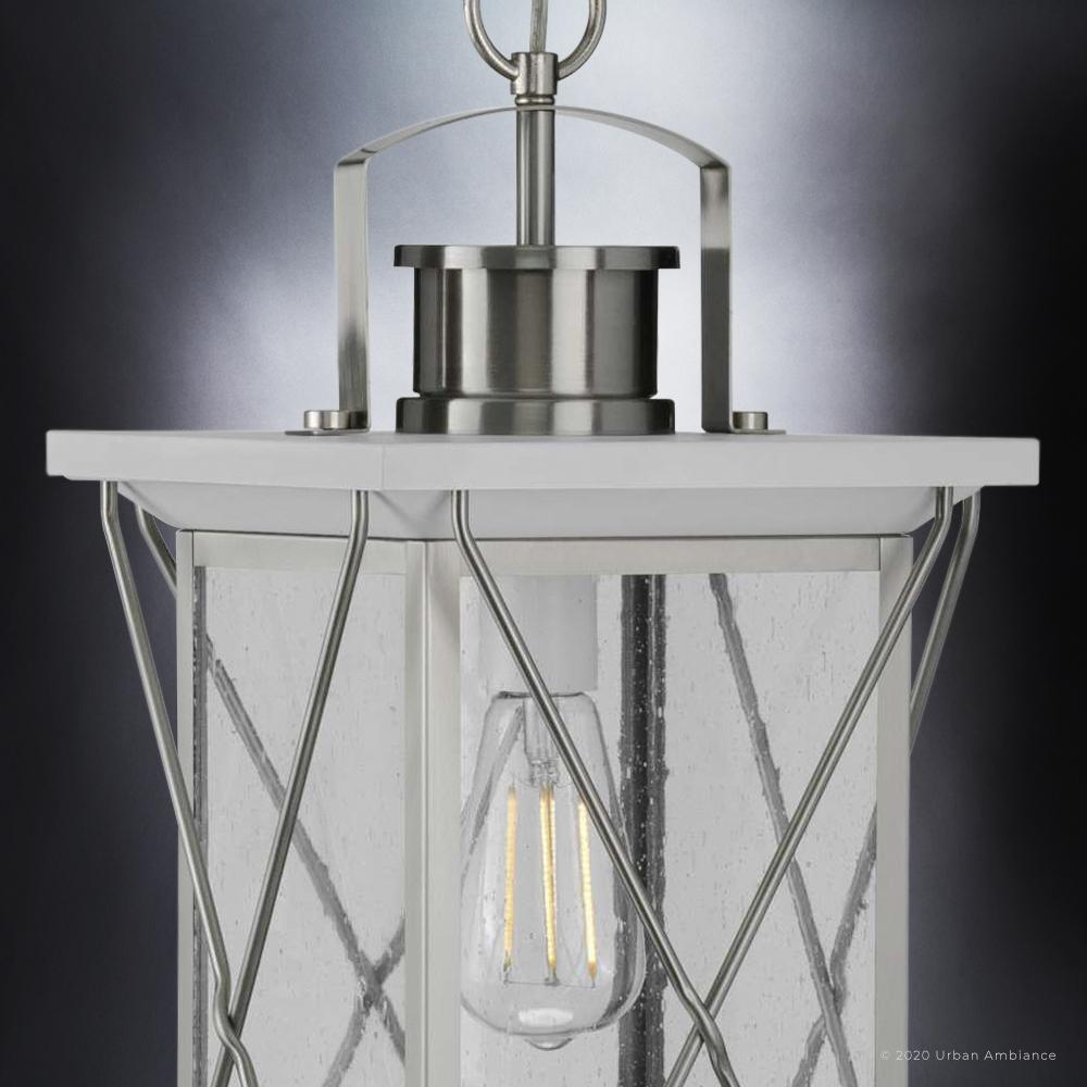 UHP1221 Colonial Outdoor Pendant Light, 21"H x 9"W, Stainless Steel Finish, Longmont Collection