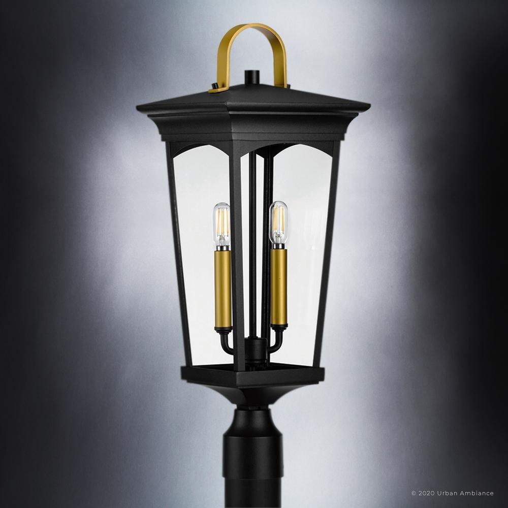 UHP1260 Cosmopolitan Outdoor Post/Pier Light, 23.5"H x 9"W, Midnight Black Finish, Asheville Collection