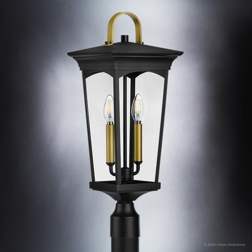 UHP1260 Cosmopolitan Outdoor Post/Pier Light, 23.5"H x 9"W, Midnight Black Finish, Asheville Collection