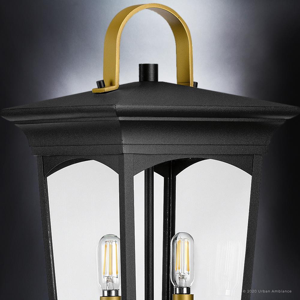 UHP1260 Cosmopolitan Outdoor Post/Pier Light, 23.5"H x 9"W, Midnight Black Finish, Asheville Collection