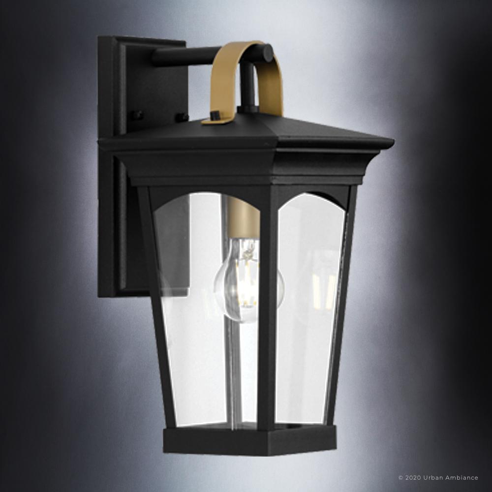 UHP1262 Cosmopolitan Outdoor Wall Light, 14.25"H x 7.5"W, Midnight Black Finish, Asheville Collection