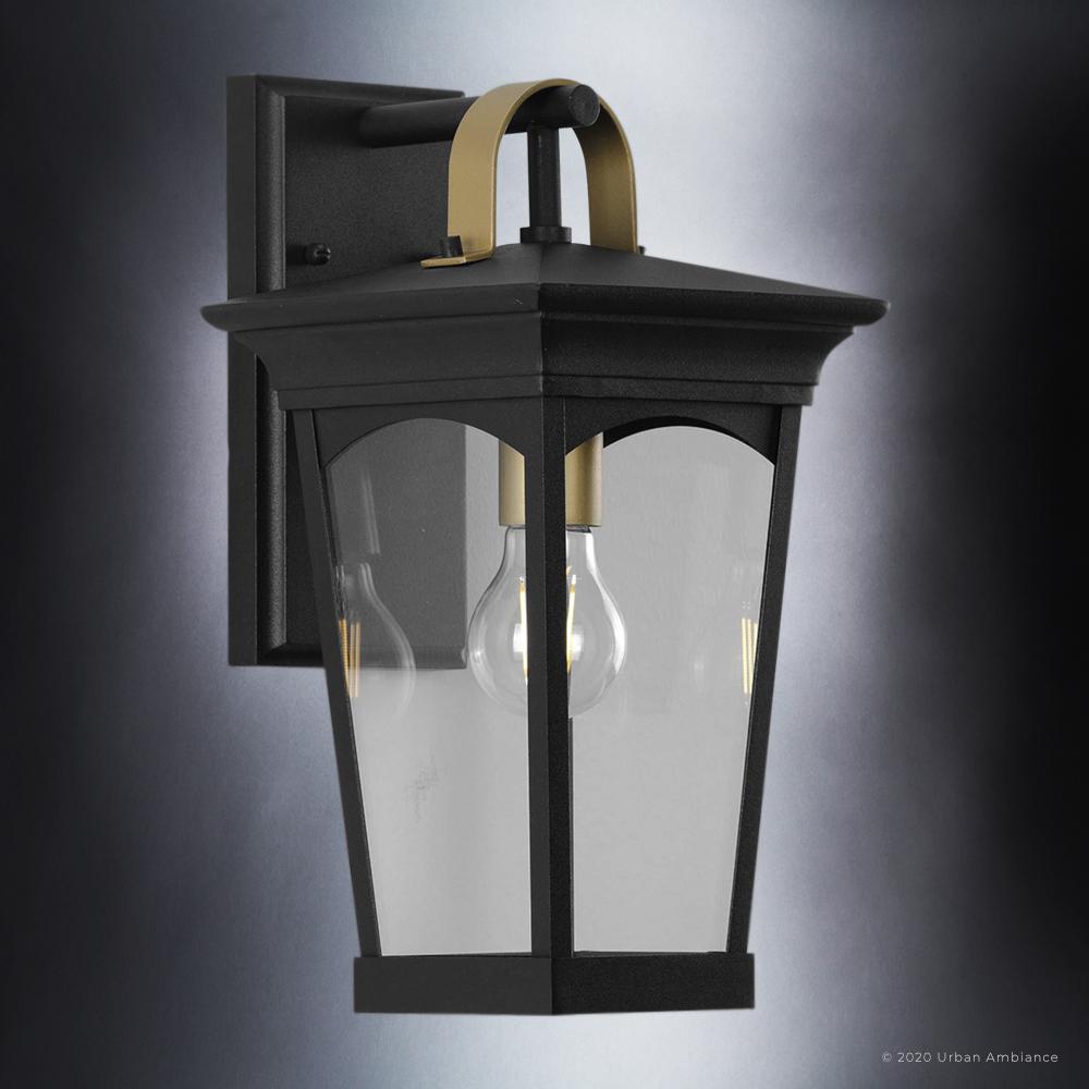 UHP1262 Cosmopolitan Outdoor Wall Light, 14.25"H x 7.5"W, Midnight Black Finish, Asheville Collection