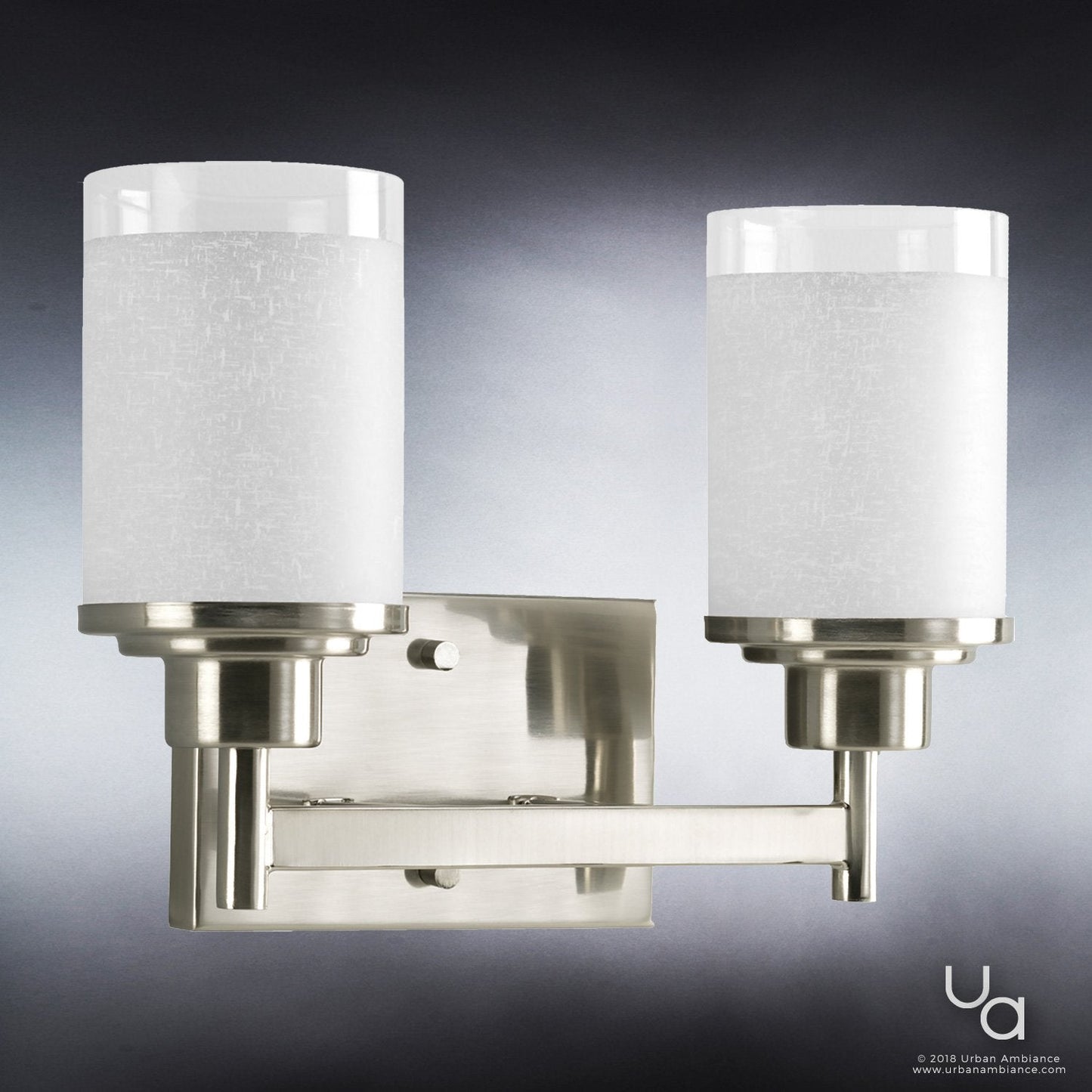 UHP2010 Contemporary Bathroom Vanity Light, 9.5"H x 13"W, Brushed Nickel Finish, Cupertino Collection