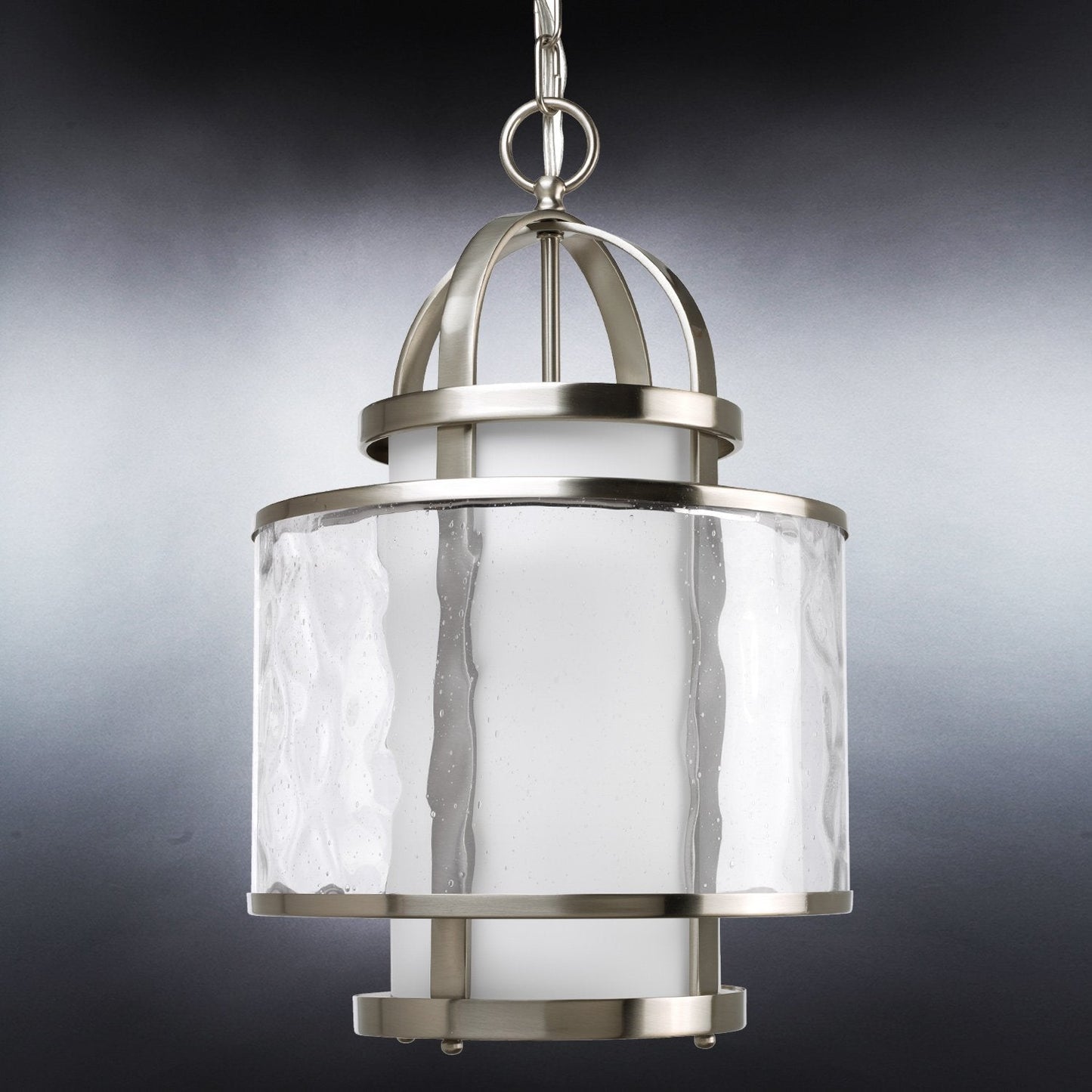 UHP2091 Art Deco Deco Pendant Light, 18.25"H x 11.75"W, Brushed Nickel Finish, Chesapeake Collection