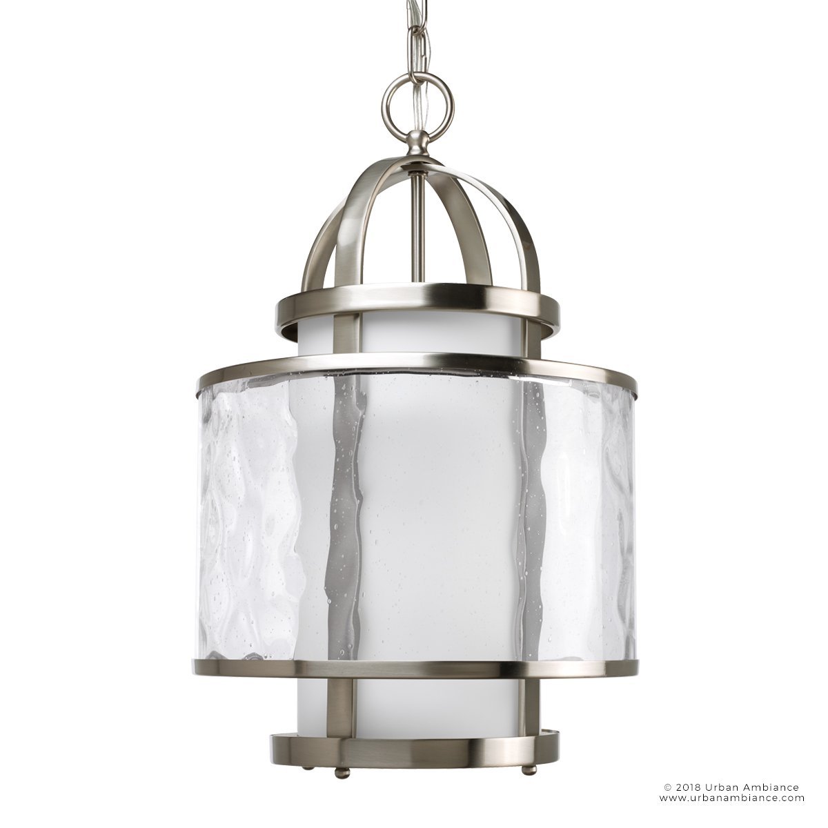 UHP2091 Art Deco Deco Pendant Light, 18.25"H x 11.75"W, Brushed Nickel Finish, Chesapeake Collection