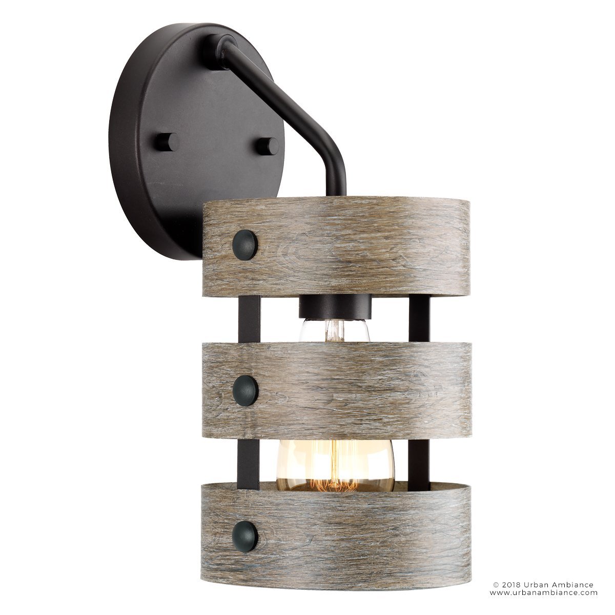 UHP2480 Modern Farmhouse Bath / Wall Light, 12"H x 6"W, Charcoal Finish, Adelaide Collection