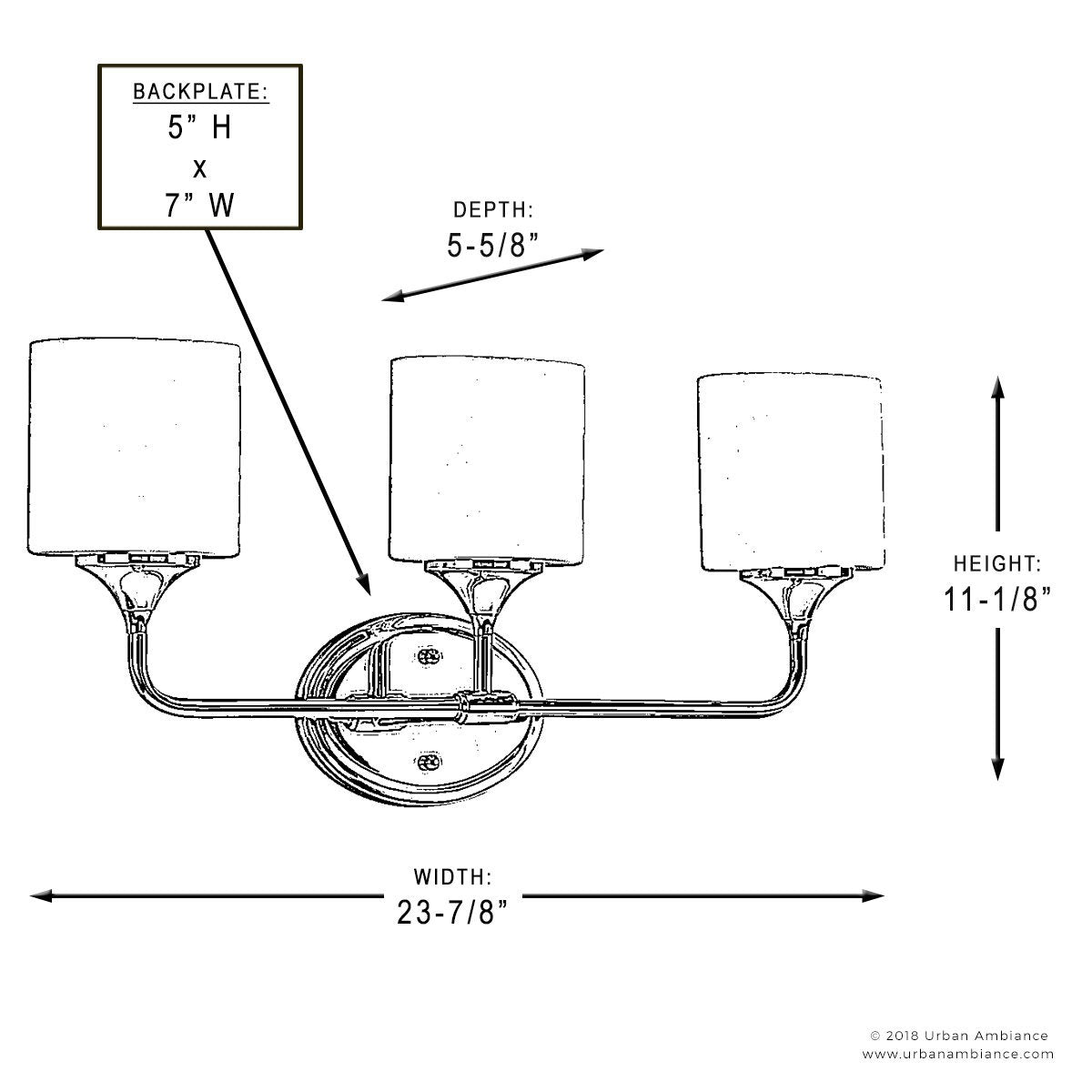 UHP2571 Contemporary Bathroom Vanity Light, 11.125"H x 23.875"W, Polished Chrome Finish, Coventry Collection