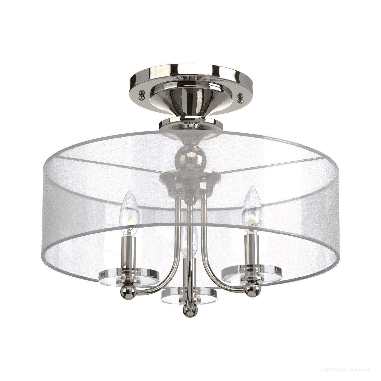 UHP2920 Cosmopolitan Ceiling Light, 14" x 18", Polished Nickel Finish, Charnwood Collection