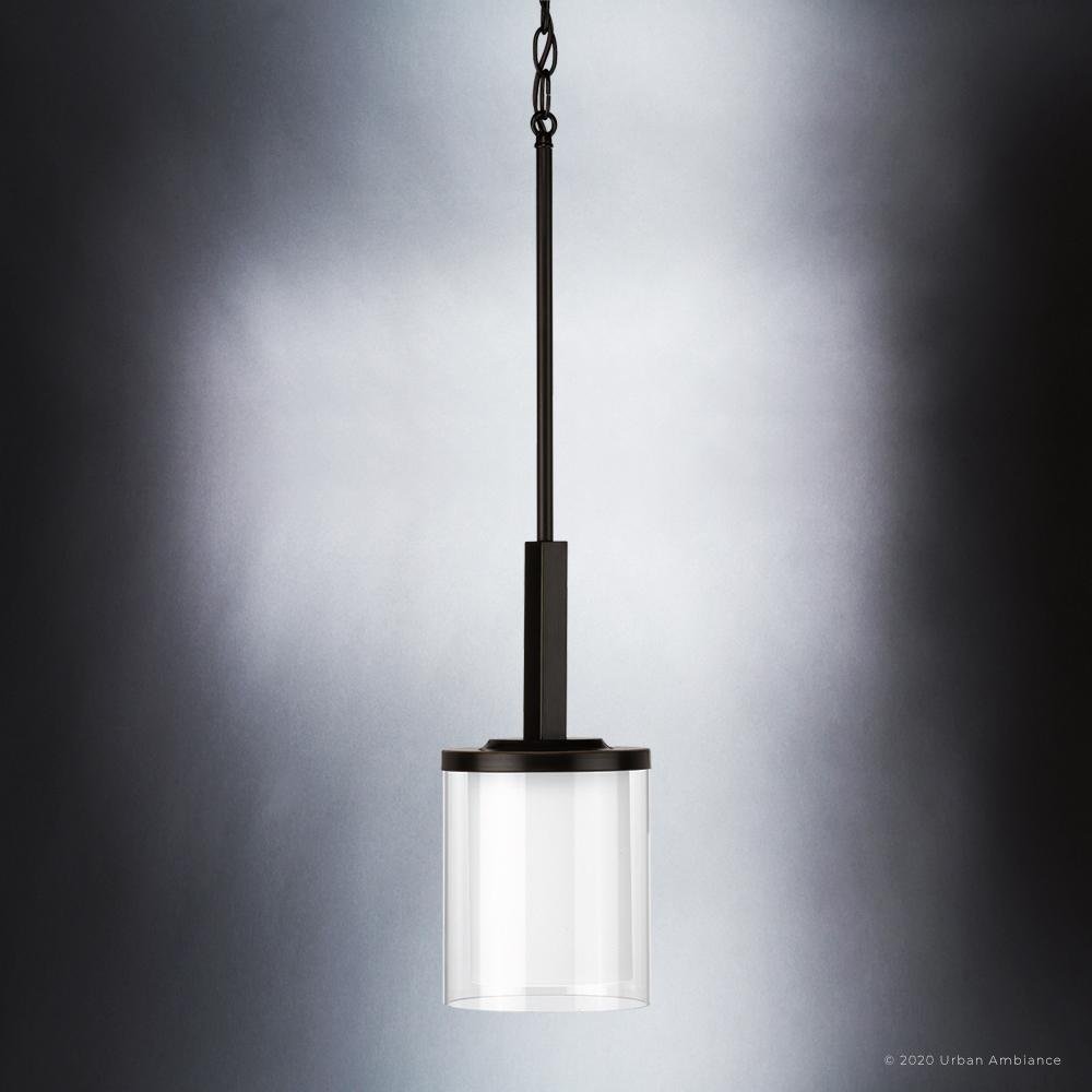 UHP3201 Contemporary Pendant Light, 14"H x 6.25"W, Olde Bronze Finish, Evanston Collection