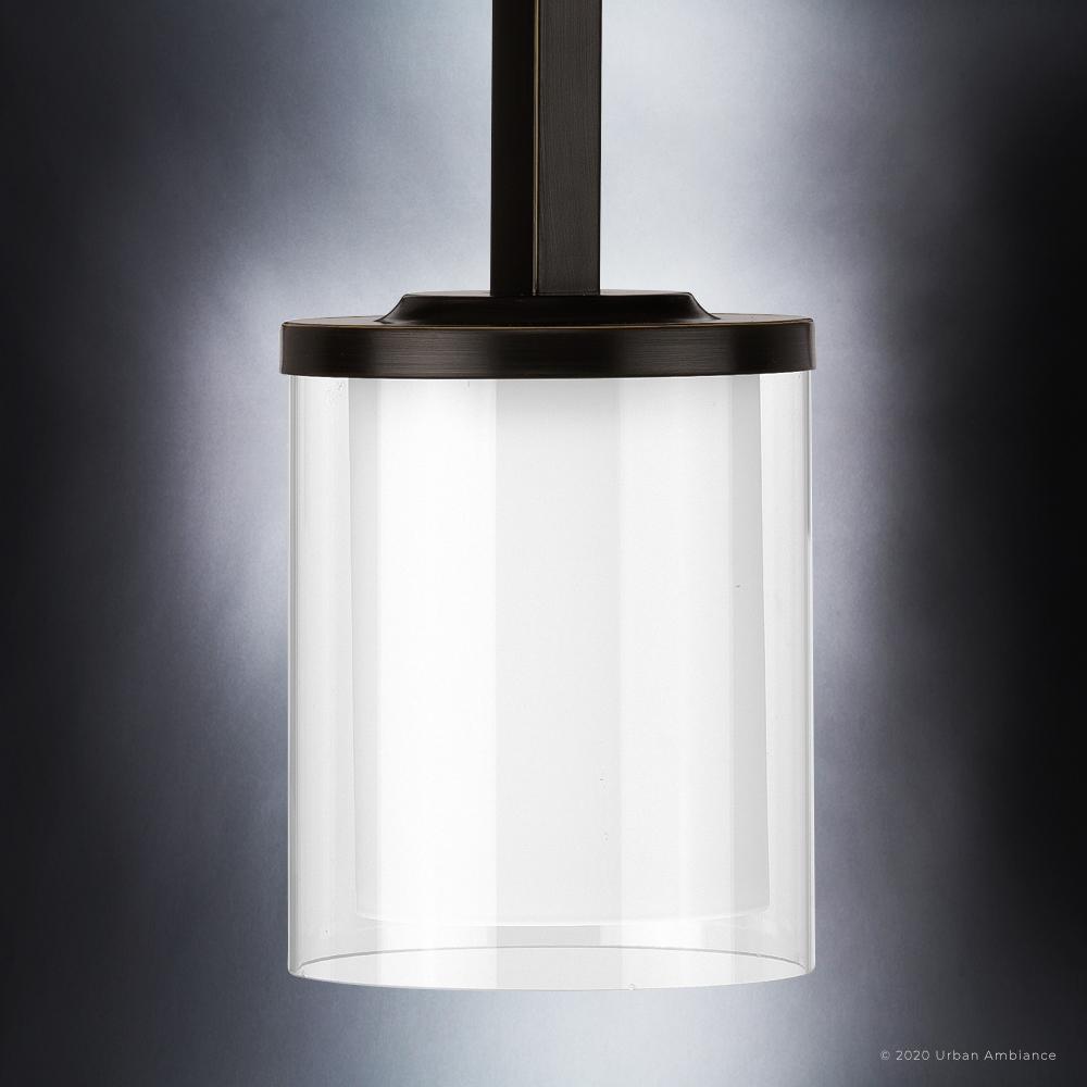 UHP3201 Contemporary Pendant Light, 14"H x 6.25"W, Olde Bronze Finish, Evanston Collection