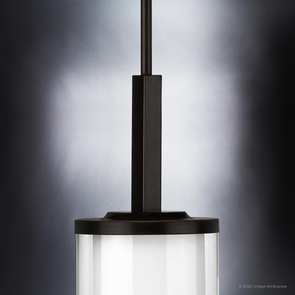 UHP3201 Contemporary Pendant Light, 14"H x 6.25"W, Olde Bronze Finish, Evanston Collection