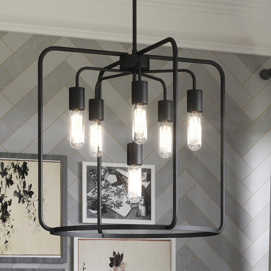 UHP3291 Urban Loft Pendant Light, 23.125"H x 22"W, Midnight Black Finish, Loveland Collection