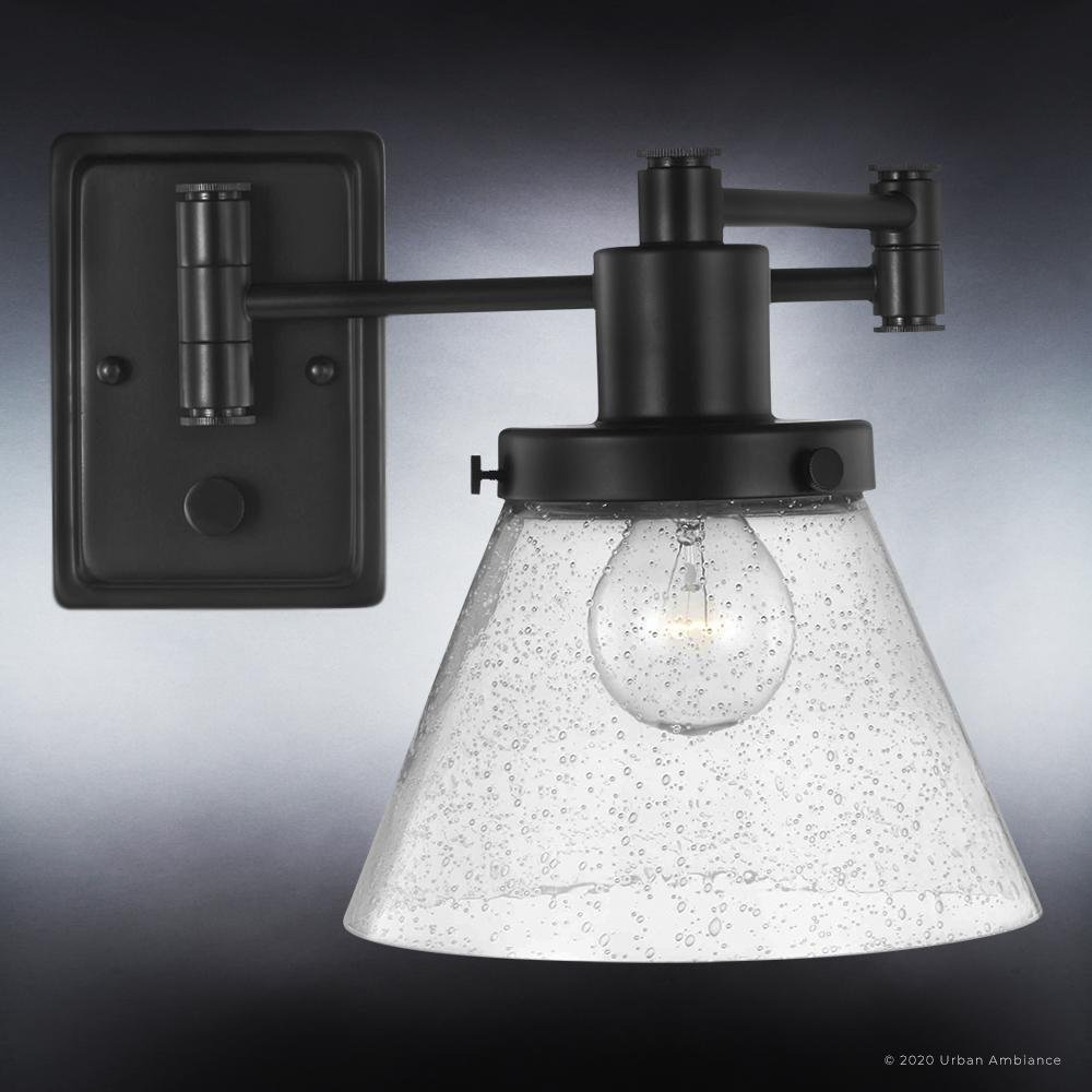 UHP3301 Traditional Wall Light, 9.625"H x 8"W, Midnight Black Finish, Pawtucket Collection