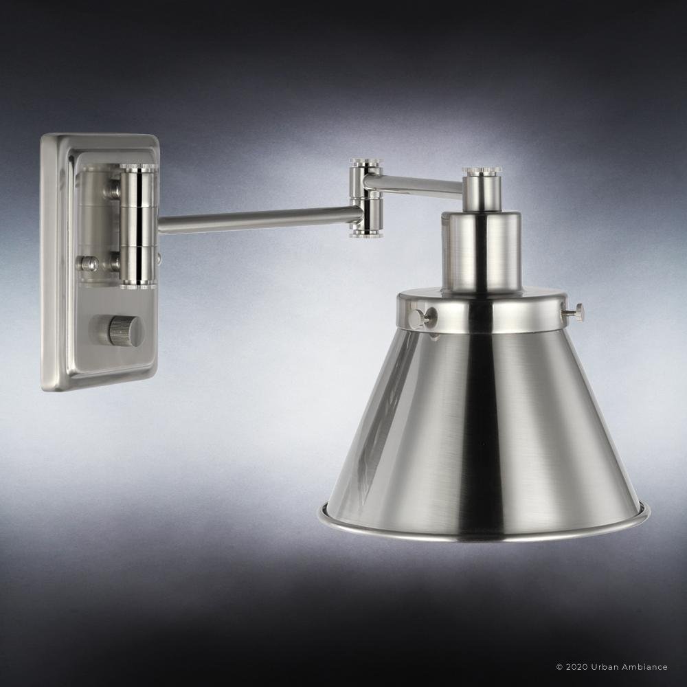 UHP3310 Traditional Wall Light, 9.625"H x 8.25"W, Brushed Nickel Finish, Pawtucket Collection