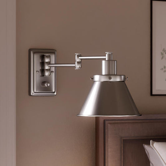 UHP3310 Traditional Wall Light, 9.625"H x 8.25"W, Brushed Nickel Finish, Pawtucket Collection