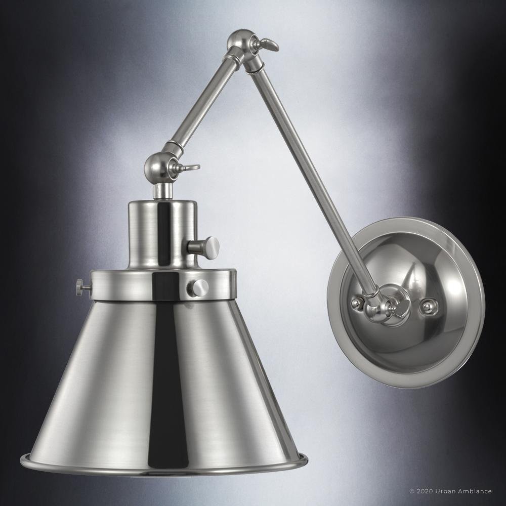 UHP3320 Traditional Wall Light, 14.375"H x 8.25"W, Brushed Nickel Finish, Pawtucket Collection