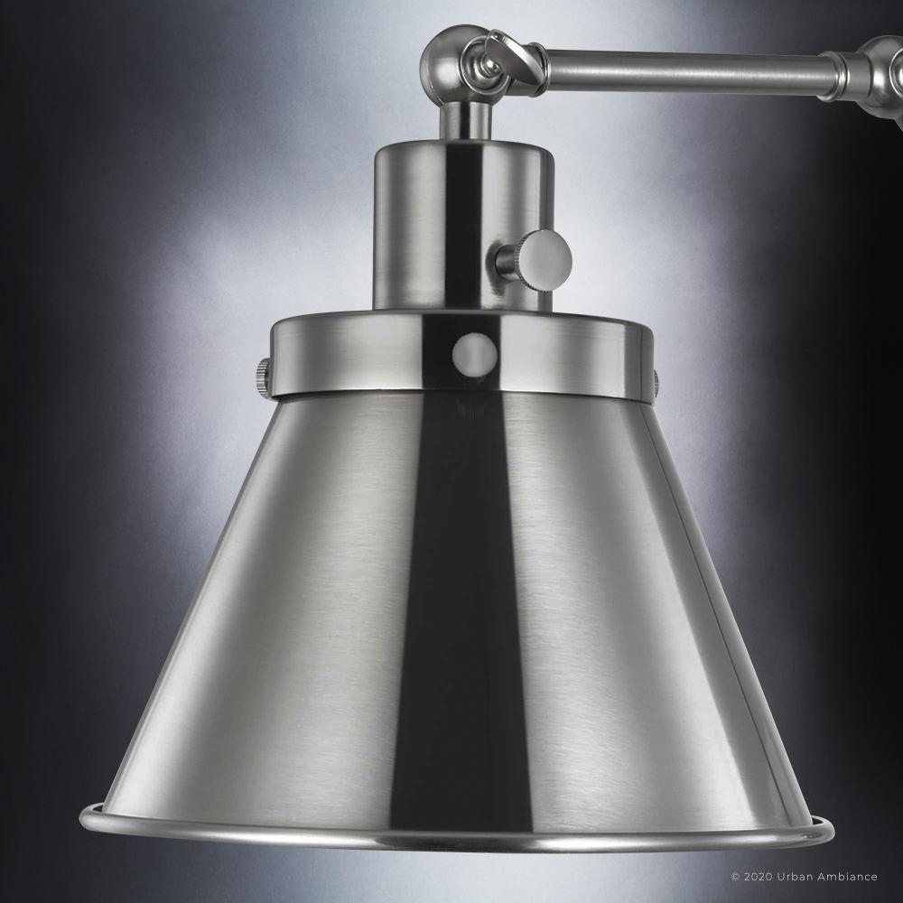 UHP3320 Traditional Wall Light, 14.375"H x 8.25"W, Brushed Nickel Finish, Pawtucket Collection