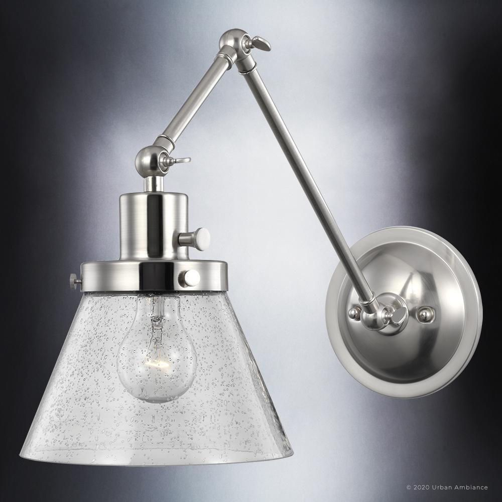 UHP3330 Traditional Wall Light, 14.375"H x 8"W, Brushed Nickel Finish, Pawtucket Collection