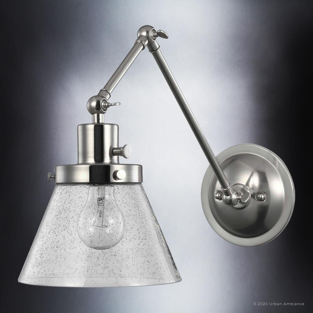 UHP3330 Traditional Wall Light, 14.375"H x 8"W, Brushed Nickel Finish, Pawtucket Collection