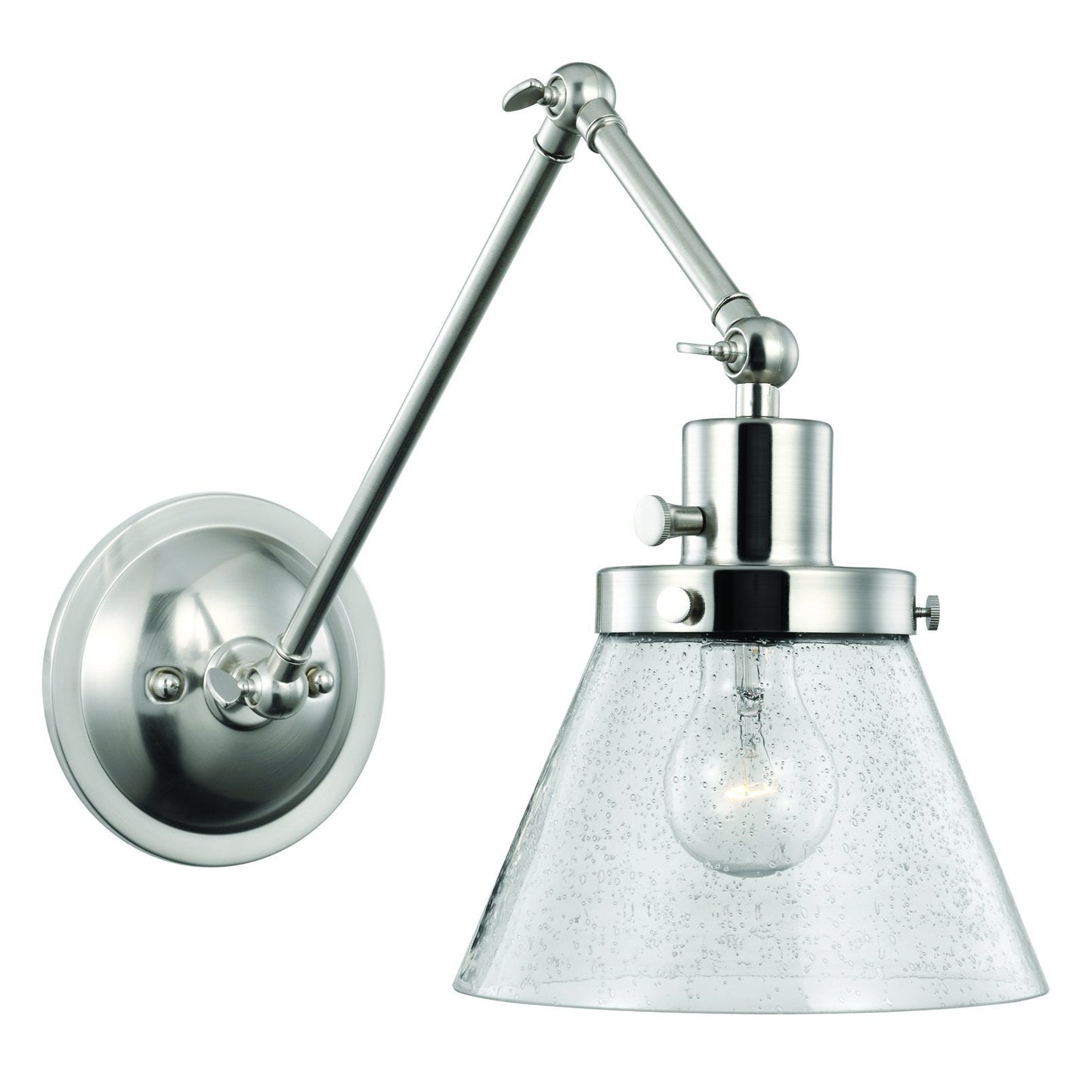 UHP3330 Traditional Wall Light, 14.375"H x 8"W, Brushed Nickel Finish, Pawtucket Collection